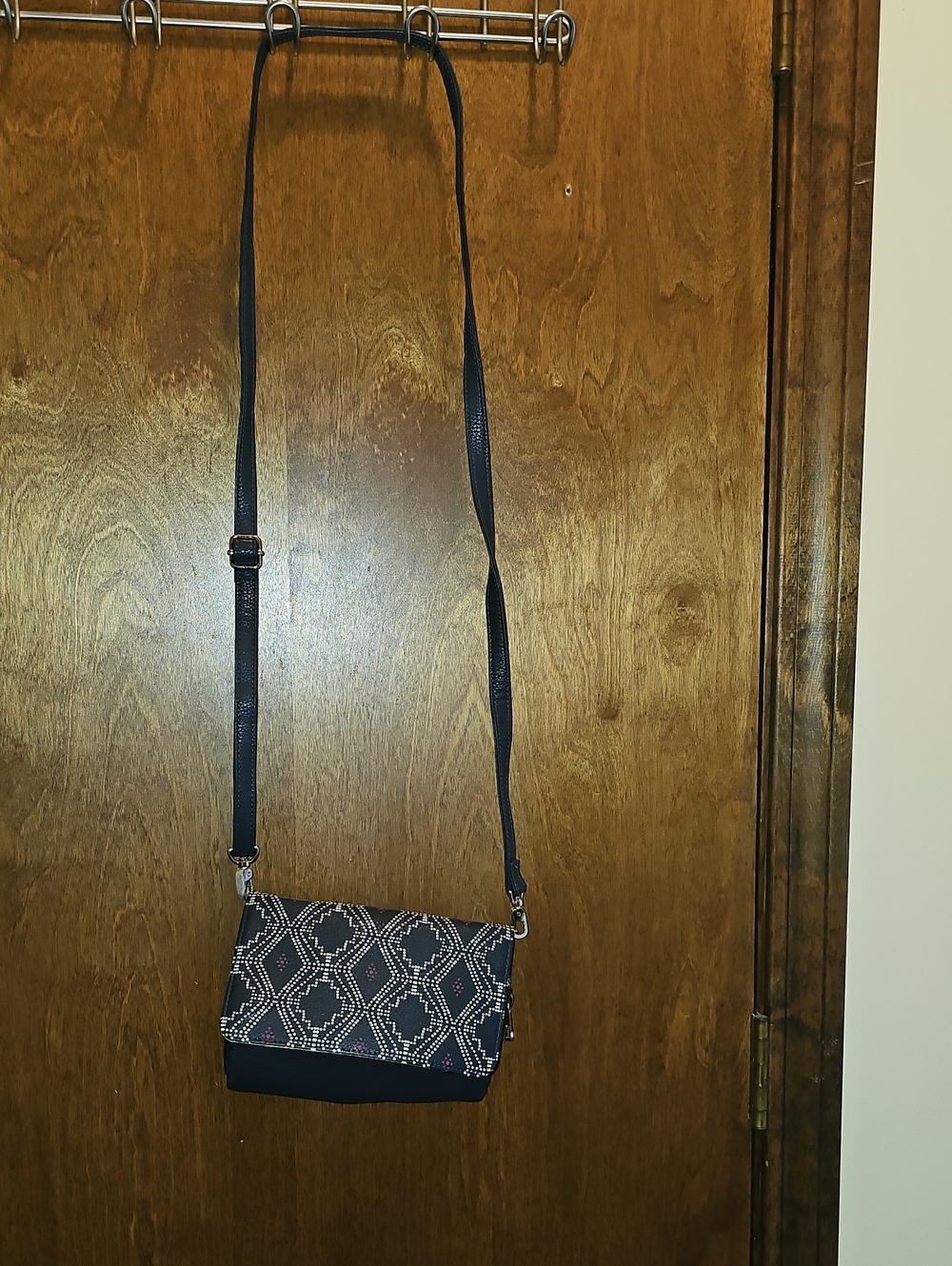 Navy Geometric Flap Crossbody Bag